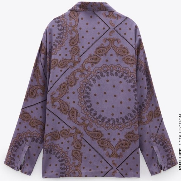 Printed crossed paisley coat style blouse - Picture 2 of 5